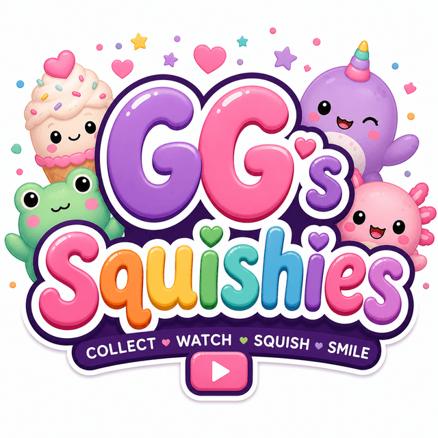 GG's Squishies logo with colorful kawaii characters