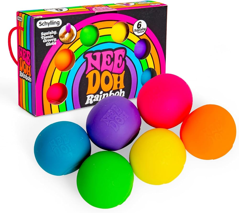 Schylling NeeDoh Rainboh Teenie six-pack of mini rainbow sensory squeeze balls